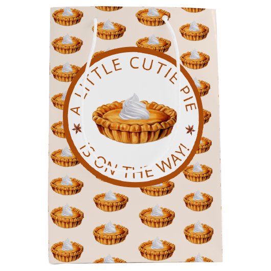 Cutie Pie Thanksgiving Baby shower Gift Bag Medium Cadeauzakje (Voorkant)