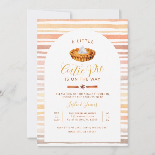 Cutie Pie Thanksgiving Baby shower Uitnodigen Kaart (Voorkant)