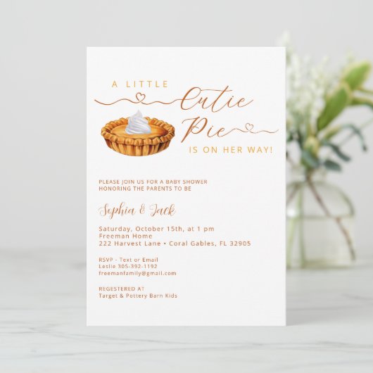 Cutie Pie Thanksgiving Baby shower Uitnodiging (Staand voorkant)