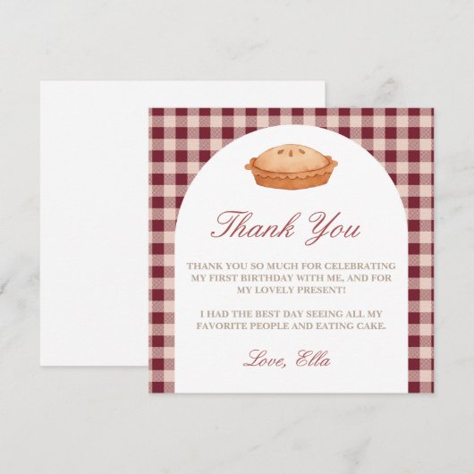 Cutie Pie Verjaardag Bedankt Card (Voorkant / Achterkant)