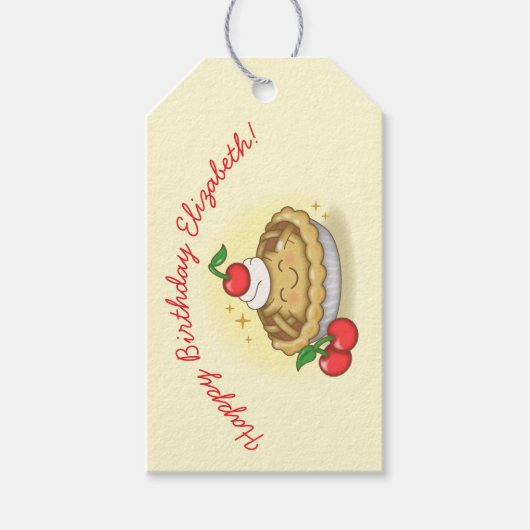 Cutie Pie Verjaardagsfeest Kinder Cherry Cadeaulabel (Voorkant)