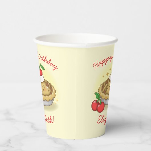 Cutie Pie Verjaardagsfeest Kinder Cherry Papieren Bekers (Rechts)