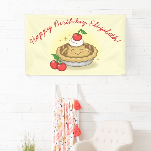 Cutie Pie Verjaardagsfeest Kinder Cherry Spandoek (Insitu)