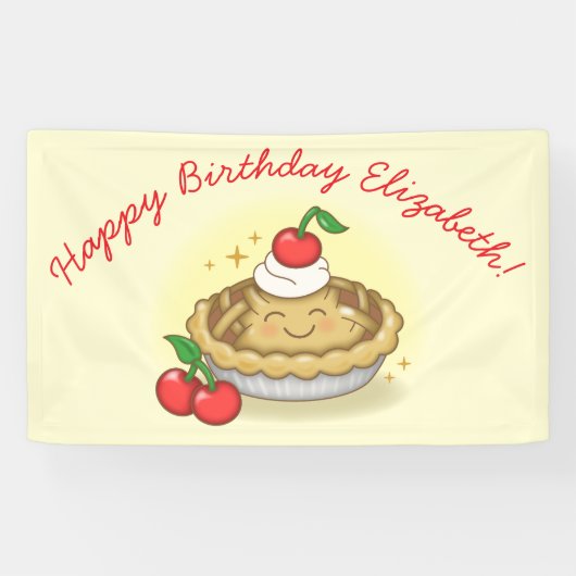 Cutie Pie Verjaardagsfeest Kinder Cherry Spandoek (Horizontaal)