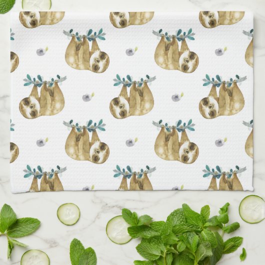 Cutie Pie Waterverf Slotpatroon Theedoek (Gevouwen)