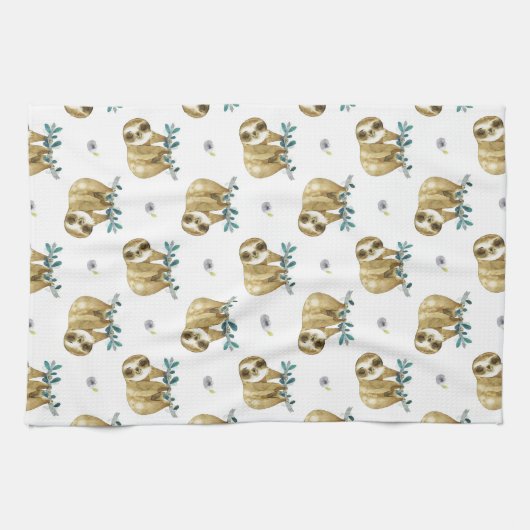 Cutie Pie Waterverf Slotpatroon Theedoek (Horizontaal)