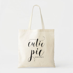 Cutie Pie Zwart Moderne kalligrafie gepersonalisee Tote Bag