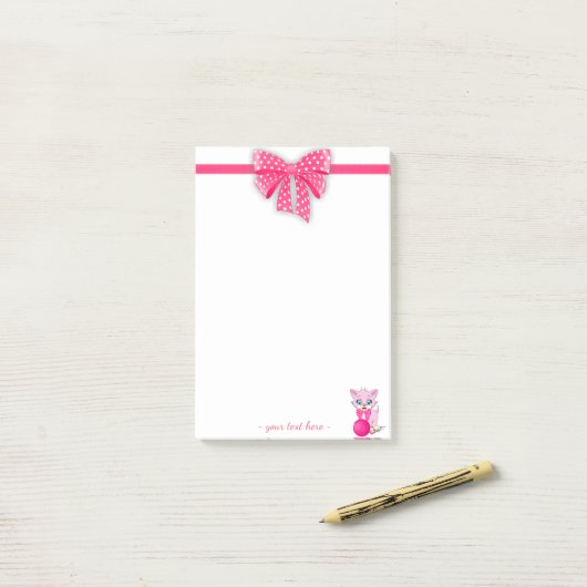 Cutie Pink Kitten Cartoon Post-it® Notes (Op bureau)