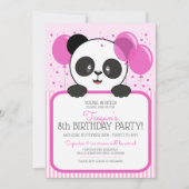 Cutie Pink Panda Birthday Party Kaart (Voorkant)