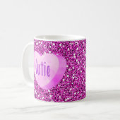 Cutie Pink Snoep Heart Faux Glitter Koffiemok (Voorkant links)