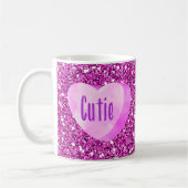 Cutie Pink Snoep Heart Faux Glitter Koffiemok (Links)