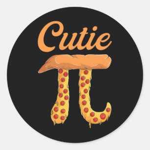 Cutie Pizza Pi Dag Retro Wiskunde Lover Ronde Sticker