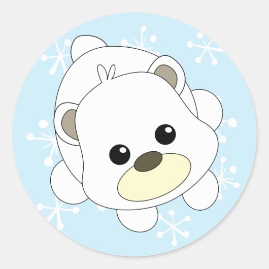 Cutie Polar Beer Ronde Sticker (Voorkant)