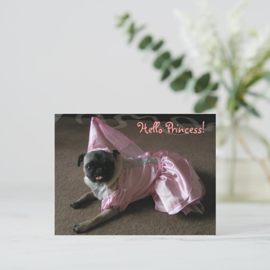 Cutie Pug Princess Briefkaart (Staand voorkant)