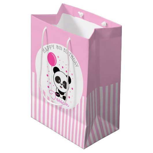 Cutie roze panda gepersonaliseerde verjaardag medium cadeauzakje (Voorkant Gekanteld)