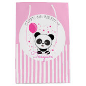 Cutie roze panda gepersonaliseerde verjaardag medium cadeauzakje (Voorkant)