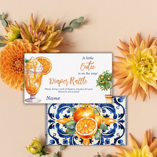 Cutie Sinaasappel Citrus Zomer Baby shower Luier Informatiekaartje