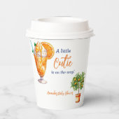 Cutie Sinaasappel Citrus Zomer Ijs Baby shower Papieren Bekers (Achterkant)