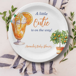 Cutie Sinaasappel Citrus Zomer Ijs Baby shower Papieren Bordje