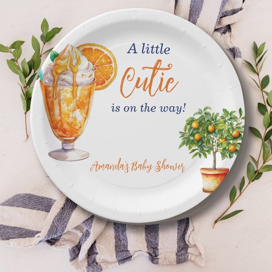 Cutie Sinaasappel Citrus Zomer Ijs Baby shower Papieren Bordje