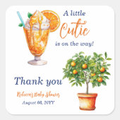 Cutie Sinaasappel Citrus Zomer Ijs Baby shower Vierkante Sticker (Voorkant)