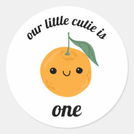 Cutie Sinaasappel Clementine Kawaii Gezicht Tanger Ronde Sticker