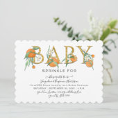 Cutie Sinaasappels Gold Glitter Waterverf Baby sho Kaart (Staand voorkant)