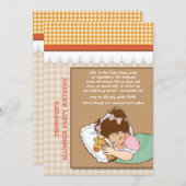 Cutie Sleeping Birthday Slumber Party Invitation Kaart (Voorkant / Achterkant)
