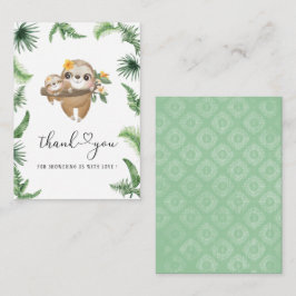 Cutie Sloth Groen Waterverf baby shower dank Notitiekaartje