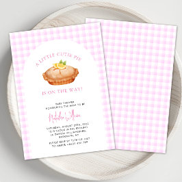Cutie taart roze geruite Herfst Baby shower Kaart