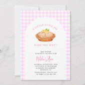 Cutie taart roze geruite Herfst Baby shower Kaart (Voorkant)