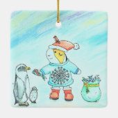 Cutie the Guinee Pig Giving kerstcadeaus Keramisch Ornament (Achterkant)