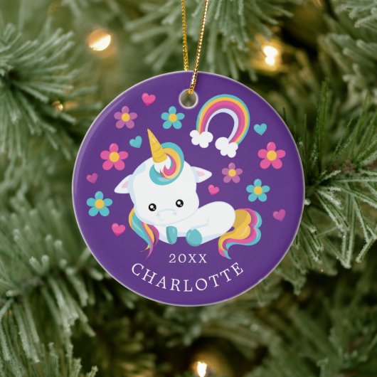 Cutie Unicorn kerstversiering Keramisch Ornament (Boom)