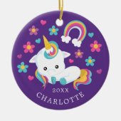 Cutie Unicorn kerstversiering Keramisch Ornament (Voorkant)