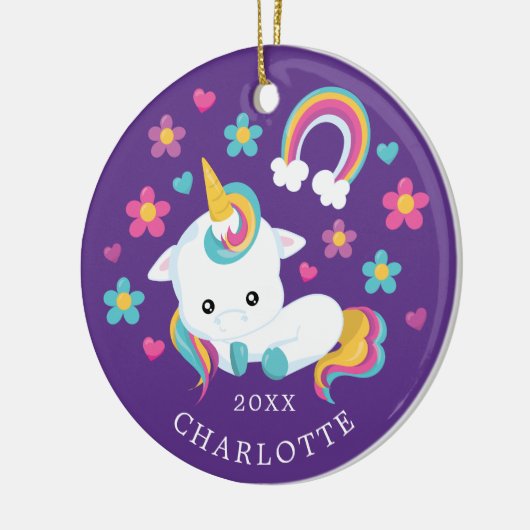 Cutie Unicorn kerstversiering Keramisch Ornament (Links)