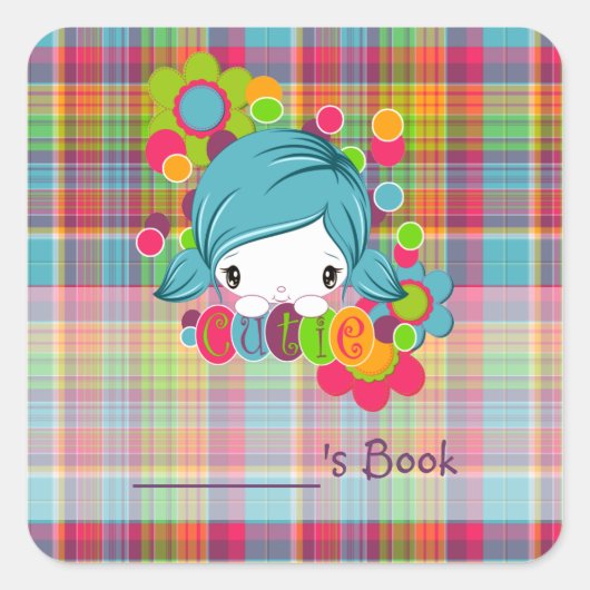 Cutie Vierkante Sticker (Voorkant)