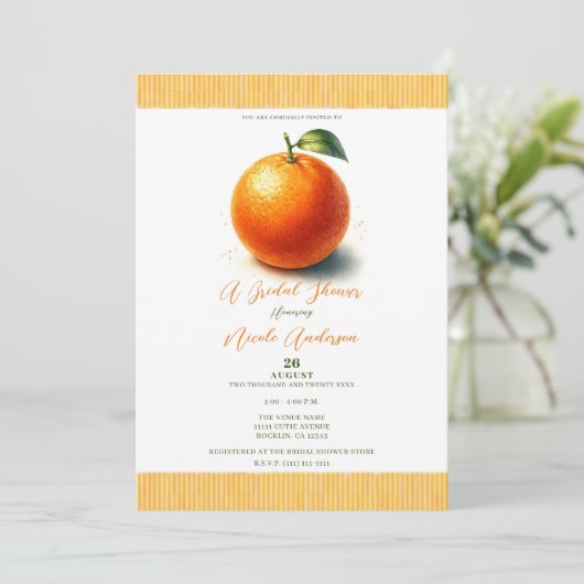 Cutie Waterverf Sinaasappel Vrijgezellenfeest Kaart (Staand voorkant)