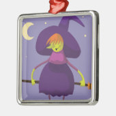 Cutie Witch met broom Halloween Metalen Ornament (Links)