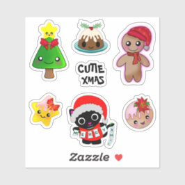 Cutie Xmas Kat Vriendschap Gingerbread Man Sterren Sticker