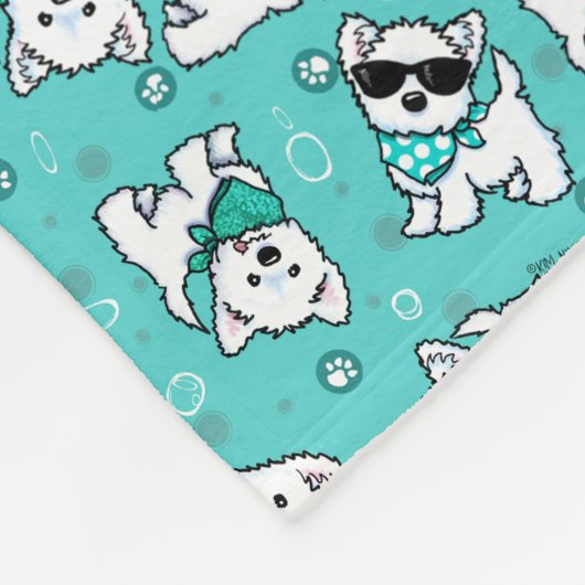 Cutieface Westies KiniArt Fleece Deken (Hoek)