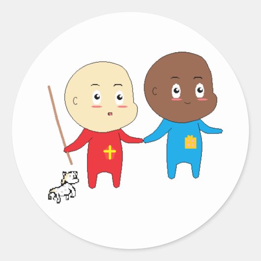 Cutieful Kinder Art Babies St. Nicholas Sinterklaa Ronde Sticker (Voorkant)