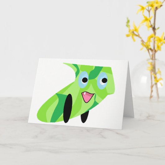Cutieful Kinder Art Design Cute Green Puppy Dog Kaart (Gele Bloem)