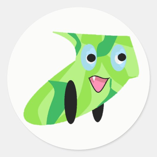 Cutieful Kinder Art Design Cute Green Puppy Dog Ronde Sticker (Voorkant)