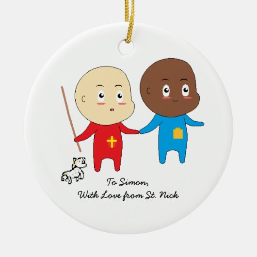 Cutieful Kinder Art St. Nicholas Cute Twin Babies Keramisch Ornament (Voorkant)