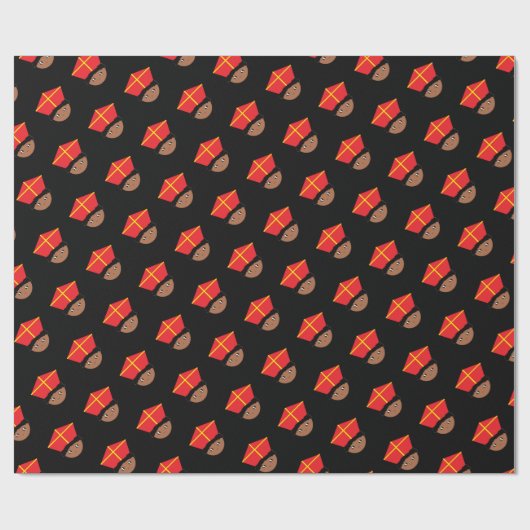 Cutieful Kinder Art St. Nicholas Miter Zwarte Piet Cadeaupapier (Vlak)