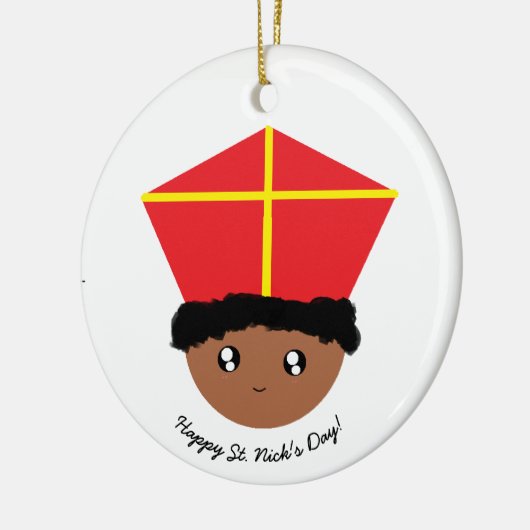 Cutieful Kinder Art St. Nicholas Miter Zwarte Piet Keramisch Ornament (Links)