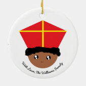 Cutieful Kinder Art St. Nicholas Miter Zwarte Piet Keramisch Ornament (Achterkant)