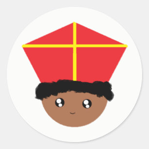 Cutieful Kinder Art St. Nicholas Miter Zwarte Piet Ronde Sticker
