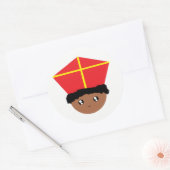 Cutieful Kinder Art St. Nicholas Miter Zwarte Piet Ronde Sticker (Envelop)