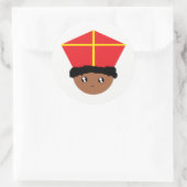 Cutieful Kinder Art St. Nicholas Miter Zwarte Piet Ronde Sticker (Tas)